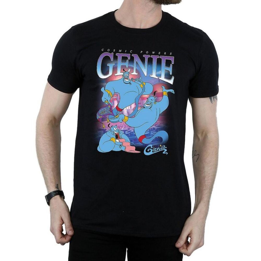 Aladdin Mens Genie Montage Cotton T-Shirt / Black